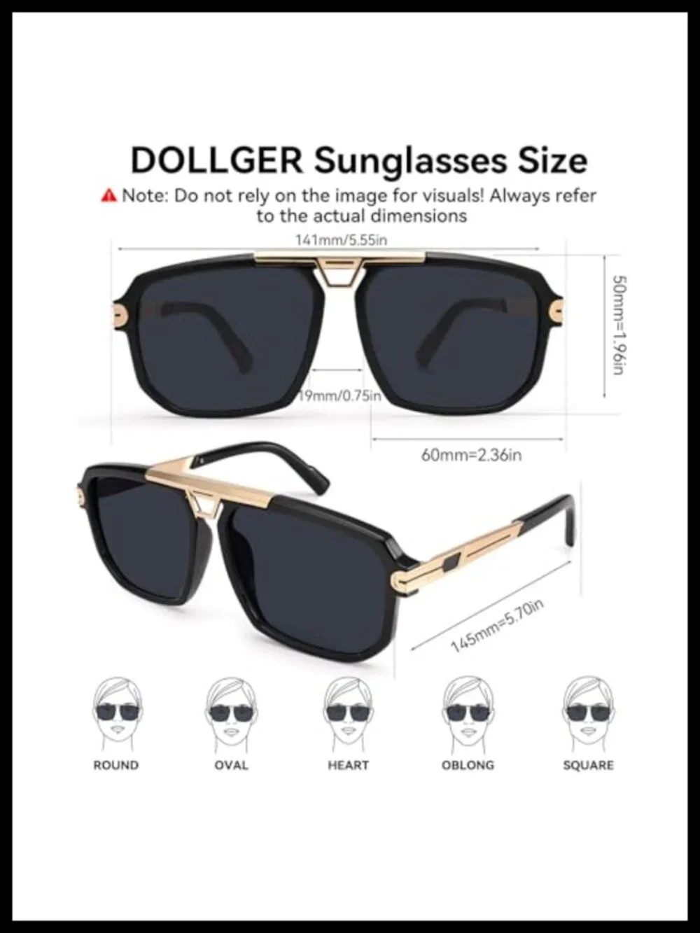 Oversized Square Sunglasses UV400 Protection Retro Vintage Big Frame Unisex